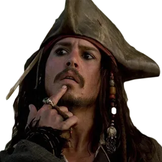 😏 Jack Sparrow Pirates of the Caribbean pirate, captain, hat, jewelry, movie character telegram sticker