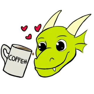 ☕ COFFEH дракон, кофе, милый, монстр, мультфильм telegram sticker