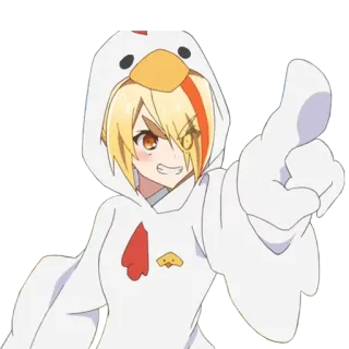 👉 Аниме, Курица, Животное, Мультфильм, Милый, Блондин, Персонаж telegram sticker