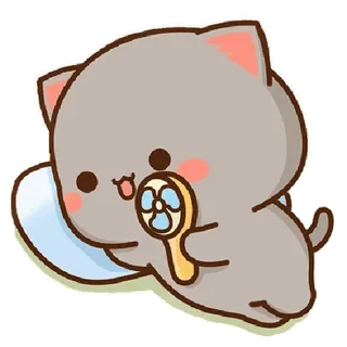 🥰 Katze, süß, Fan, schläfrig, Kissen, Cartoon, Tier telegram sticker