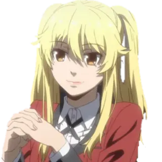👀 Mary Saotome Kakegurui anime, cabelo loiro, garota, sorrindo, Saotome whatsapp sticker