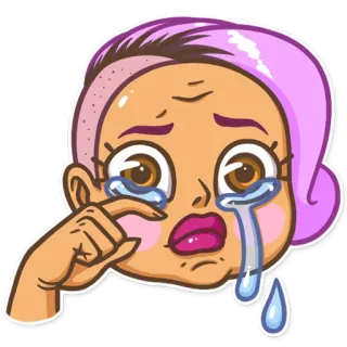 😢 piangere, triste, lacrime, emozioni, arrabbiato, personaggio, ragazza whatsapp sticker