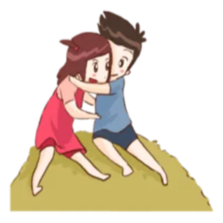 💏 câlin, couple, dessin animé, amour, affection, amitié telegram sticker