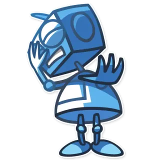 😣 robot, hoạt hình, nhân vật, nhãn dán, xanh dương, android telegram sticker