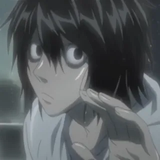 😕 L Lawliet Death Note Аниме, Тетрадь смерти, Детектив, Л, Лоулайт, Персонаж, Манга whatsapp sticker