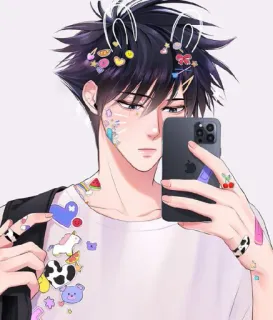🙂 อนิเมะ, น่ารัก, สติกเกอร์, เซลฟี่, การ์ตูน, ภาพประกอบ telegram sticker