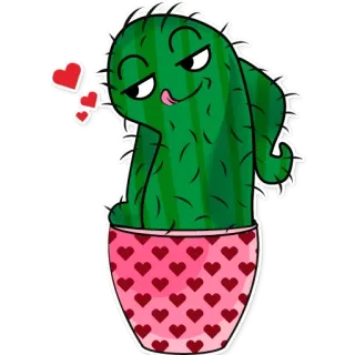 🤭 선인장, 사랑, 하트, 식물, 만화 telegram sticker