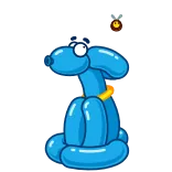 😨 Luftballontier, Hund, blau, Cartoon whatsapp sticker