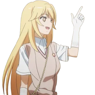👆 аниме, девушка, перчатки, указывает, блондинка telegram sticker