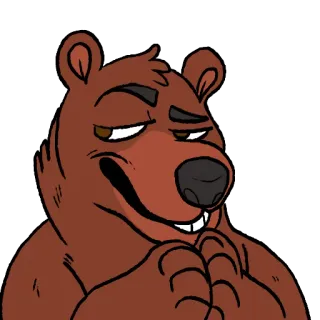 😏 หมี, การ์ตูน, วางแผน, ยิ้มเยาะ, สัตว์, อนิเมชั่น telegram sticker