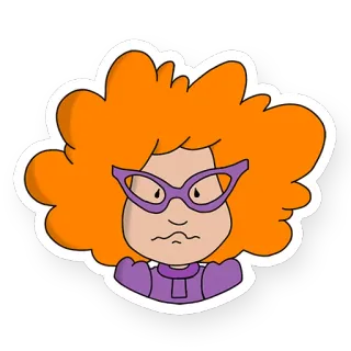 😖 cartone animato, donna, occhiali, personaggio, persona, ritratto telegram sticker