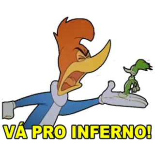 🤬 Woody Woodpecker VÁ PRO INFERNO! lenhoso, pica-pau, desenho animado, bravo, vá para o inferno telegram sticker