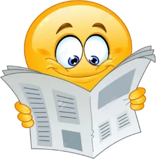 📰 Emoji, Lecture, Journal, Sourire, Heureux, Dessin animé, Personnage whatsapp sticker
