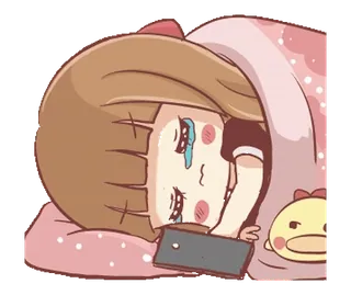 🍞 грустный, плачет, девушка, сон, мультфильм, иллюстрация, аниме telegram sticker