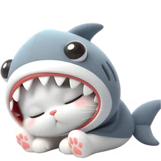 😴 chat, requin, animal, dessin animé, mignon, kawaii, autocollant telegram sticker