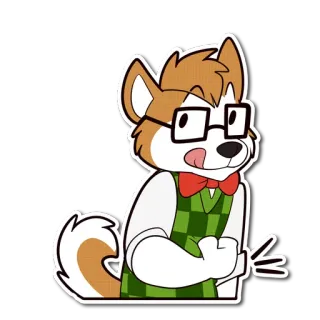 🍽 antropomorfo, perro, furry, dibujos animados, gafas, pajarita, personaje telegram sticker