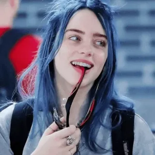 🕸 Billie Eilish Billie Eilish, Sängerin, Popstar, blaue Haare, Promi telegram sticker