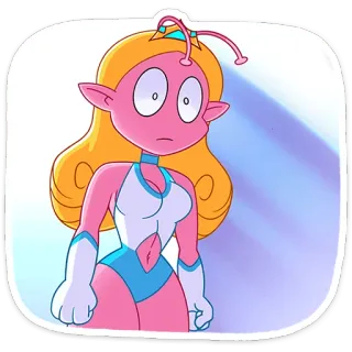 💪 Alien, Rosa, Dibujo animado, Chica, Rubia, Espacio telegram sticker