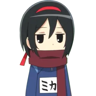 😐 Mikasa Ackerman Attack on Titan ミカ anime, manga, character, girl, Mikasa, Attack on Titan telegram sticker