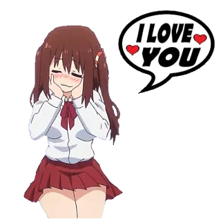 🥰 I LOVE YOU amour, affection, mignon, fille anime whatsapp sticker
