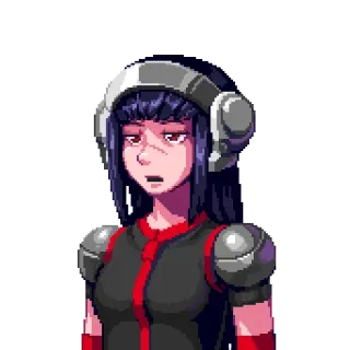 😕 pixel art, woman, helmet, digital art, video game, space, scifi telegram sticker