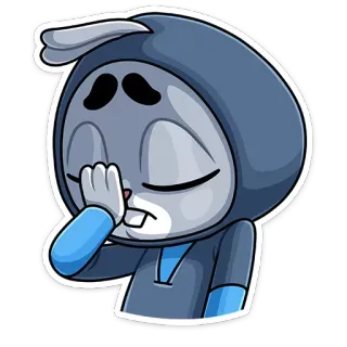 🤦‍♀️ triste, coniglio, cartone animato, piangendo, arrabbiato, animale, blu whatsapp sticker