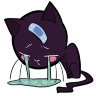 😭 แมว, เศร้า, ร้องไห้, บาดเจ็บ, สติกเกอร์, การ์ตูน telegram sticker