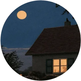 🌕 Haus, Nacht, Mond, Fenster, Gebäude, Zuhause whatsapp sticker