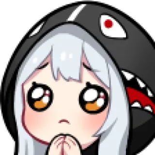 🥺 アニメガール, サメパーカー, かわいい, 懇願, カワイイ, マンガ, お願い telegram sticker