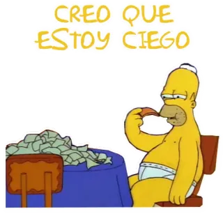 😑 Homer Simpson The Simpsons CREO QUE ESTOY CIEGO homer, simpsons, dona, dibujos animados, ciego, comida, comiendo telegram sticker
