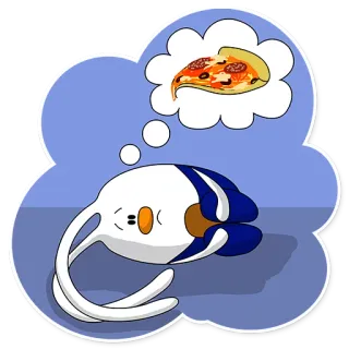 😞 cartoon, pizza, food, dream, thinking, cute telegram sticker