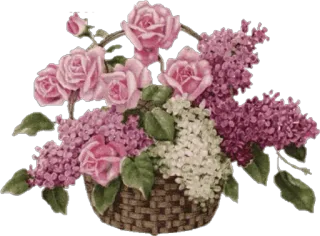 🌸 roses, lilacs, flowers, basket, floral arrangement whatsapp sticker