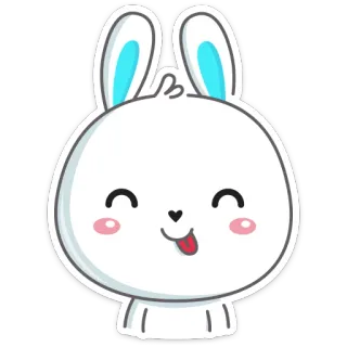 😛 conejo, dibujo animado, lindo, animal, sticker, pegatina telegram sticker