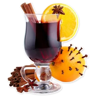 🏂 mulled wine, drink, christmas, holiday, winter, orange, cinnamon, cloves telegram sticker