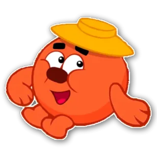 😉 personaje naranja, dibujos animados, lindo, animado, feliz, sombrero telegram sticker