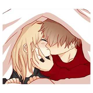 😘 bacio, romantico, coppia, amore, cartoni animati, carino telegram sticker