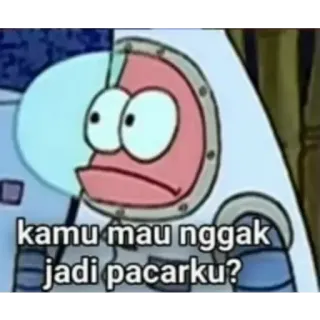 😳 Patrick Star Spongebob Squarepants kamu mau nggak jadi pacarku? Patrick Stella, Spongebob, cartoni animati, Indonesia, amore, relazione, meme telegram sticker