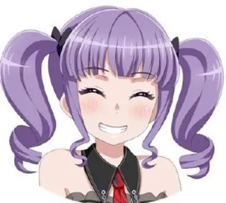 😄 anime, desenho animado, garota, cabelo roxo, sorriso, fofa telegram sticker