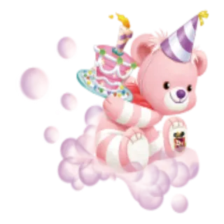 🎂 orsetto, compleanno, torta, festa, carino, rosa, celebrazione telegram sticker