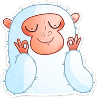 ☺️ Йети, Монстр, Мультфильм, Милый, Мир, Медитация, Окей telegram sticker