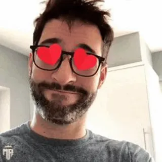🥃 남자, 안경, 하트, 사랑, 행복, 셀카 whatsapp sticker