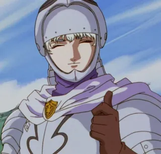 👍 Griffith Berserk anime, armor, knight, medieval, thumbs up telegram sticker
