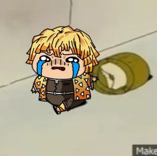 🙂 Zenitsu Agatsuma Demon Slayer 动漫, 哭, 卡通, 悲伤, 我妻善逸, 鬼灭之刃 telegram sticker