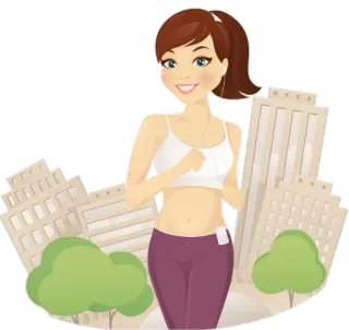 🏃‍♀ Fitness, Frau, Laufen, Übung, Cartoon, Gebäude, Joggen whatsapp sticker
