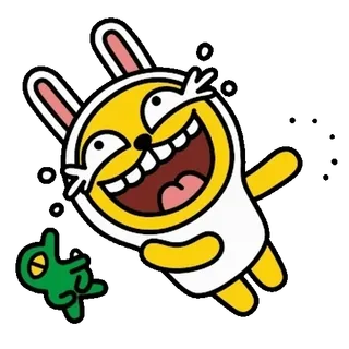 💬 Dibujo animado, Conejo, Animal, Personaje, Amarillo, Blanco, Pegatina telegram sticker