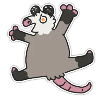 👻 Опоссум, Животное, Мультфильм, Милый, Смешной, Сумчатый whatsapp sticker