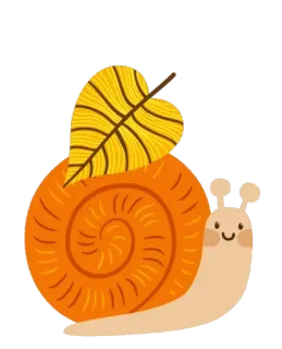🐌 улитка, лист, осень, оранжевый, животное, милый, каваии telegram sticker