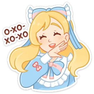☺️ O-XO-XO-OX fofo, desenho animado, menina, cabelo loiro, kawaii, adesivo telegram sticker
