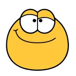 🖕 amarelo, sorrindo, desenho animado, feliz, bolha, personagem telegram sticker