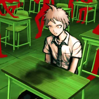 ☹️ Hajime Hinata Danganronpa 2: Goodbye Despair Anime, Escola, Mesa, Personagem, Danganronpa whatsapp sticker